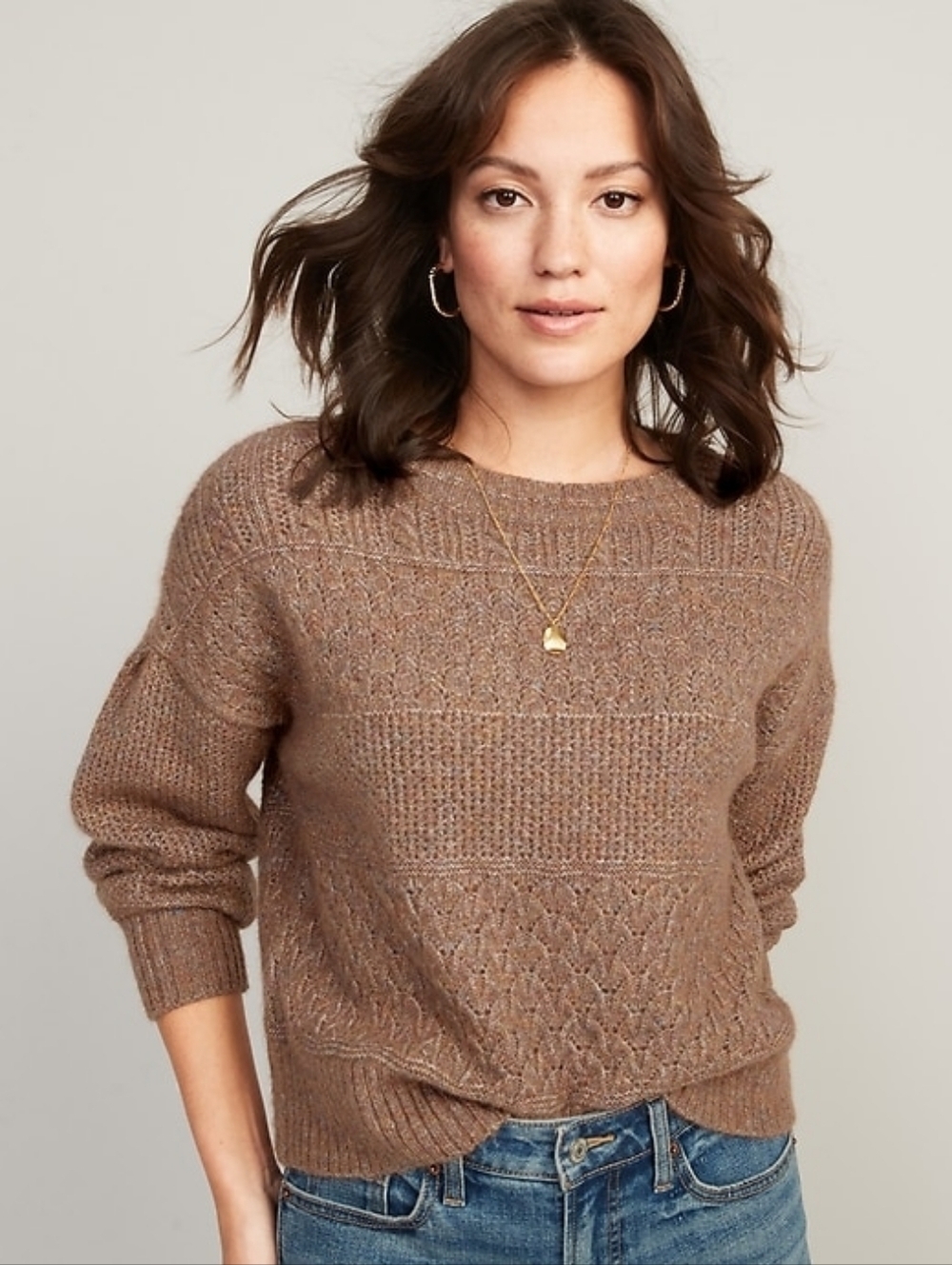 Old Navy Cozy Plush-Yarn Variegated-Knit Sweater.  Size Medium
